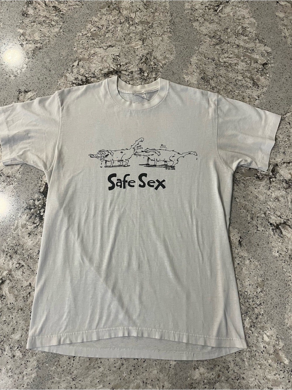 Vintage 1989 Funny Dog “Safe Sex” Tee
